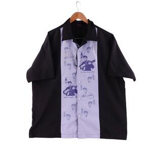 Elvis Presley by Steady Mens 3X Bowling Shirt Black Blue Rockabilly EP34556 USA
